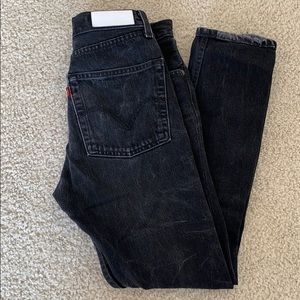 Re/done black high rise ankle crop Levi’s jeans